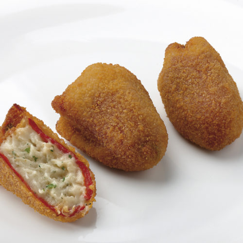 Pimiento relleno de bacalao empanado